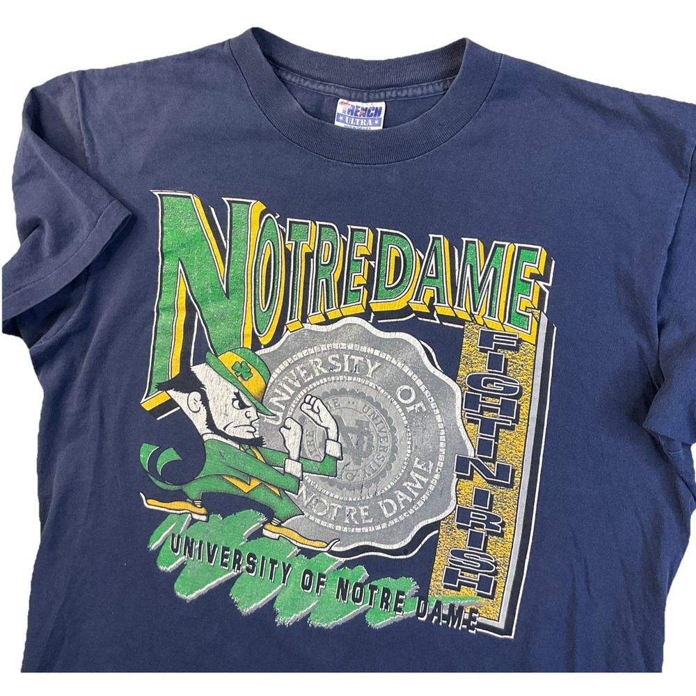 Vintage Notre Dame‎ Fighting Irish T-Shirt Sz XL  90s Trench Single Stitch USA